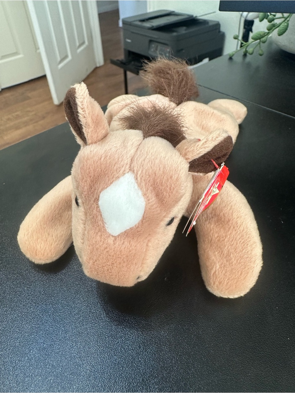 Ty Plush Light Brown Horse named Derby with White Forehead Patch